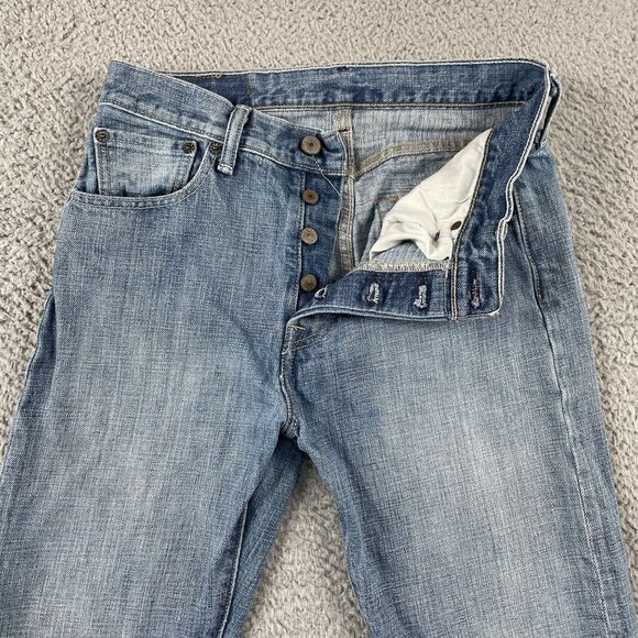 Levis 501 Jeans Mens 29x32 Light Wash Straight Leg Button Fly Denim - Picture 3 of 10